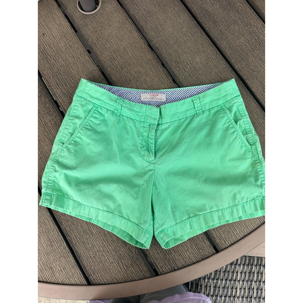 J.Crew Broken-In Chino Shorts Womens 8 Green Cotton Mid Rise